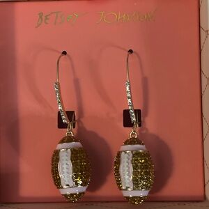 Betsey Johnson Gold and White Football Earrings
